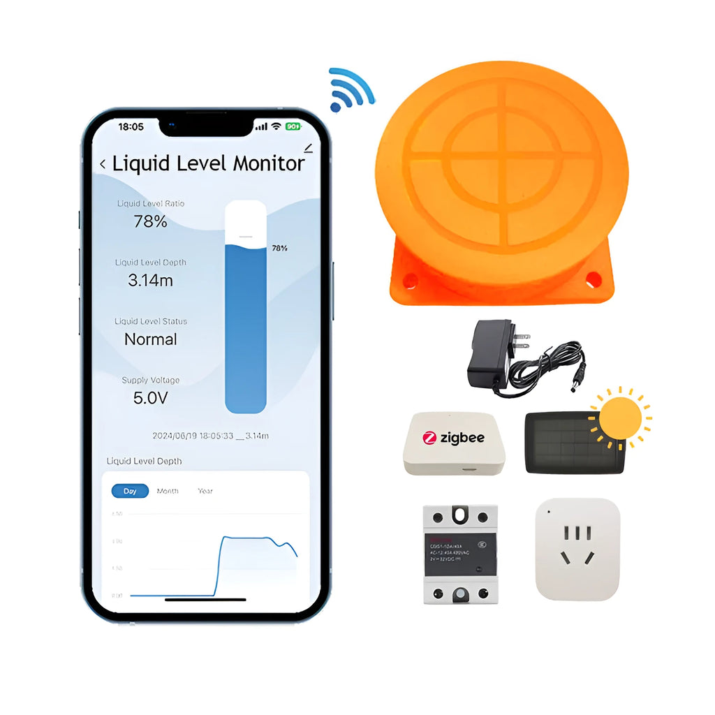 Moray wireless fluid level monitor for remote water and fuel tank measurement with mobile app control