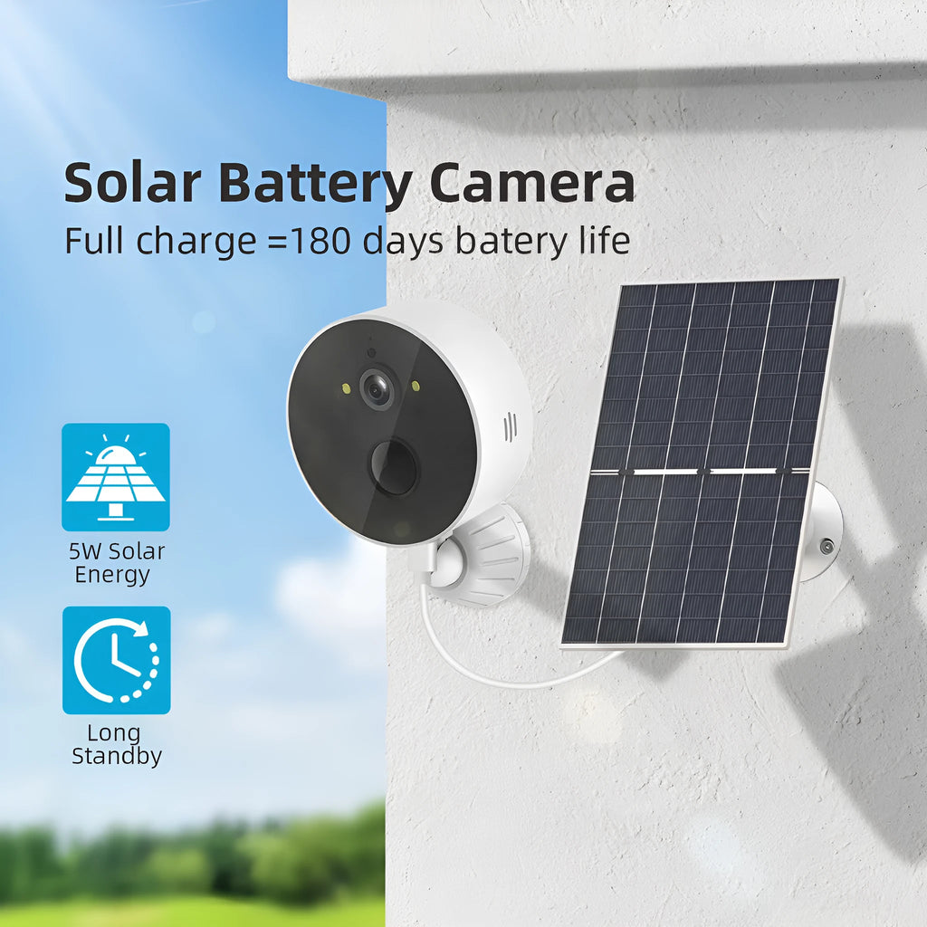 Solar panel and 1080P outdoor security camera system for low power consumption monitoring