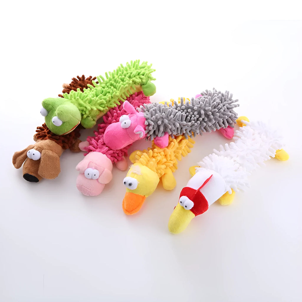 Plush microfiber dog bite toy in horse molar shape, brown dog colour variant, isolated on white background