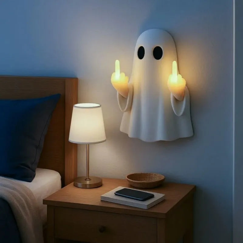 White ghost night lamp made of plastic with a modern simplicity design, 19.85x10x14cm, suitable for Halloween decoration