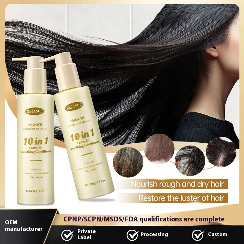 210g bottle of 10-in-1 wash-free hair conditioner for frizzy hair, moisturising and nourishing.