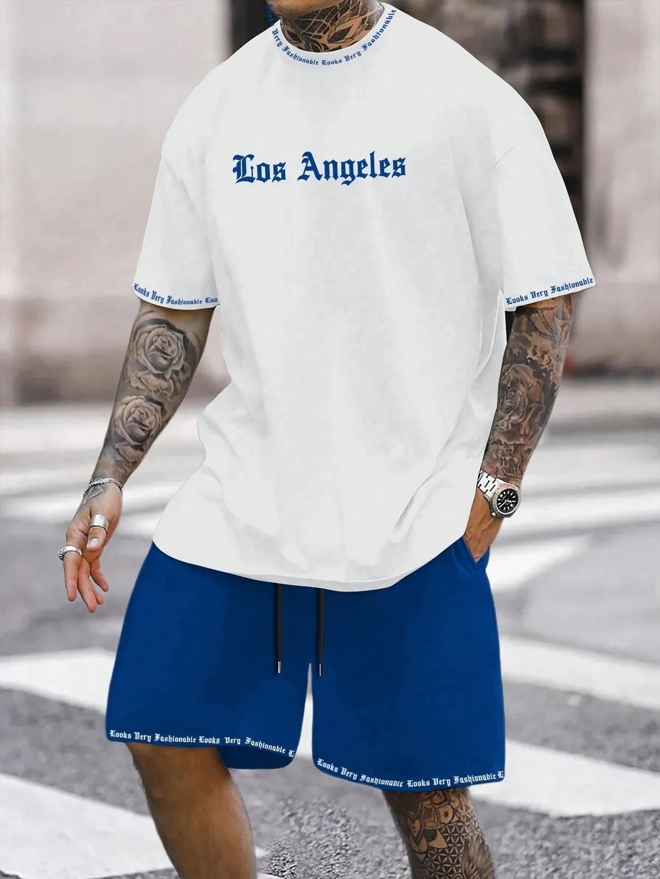 Short-sleeved top and matching shorts sportswear set in a solid colour from the G23P range