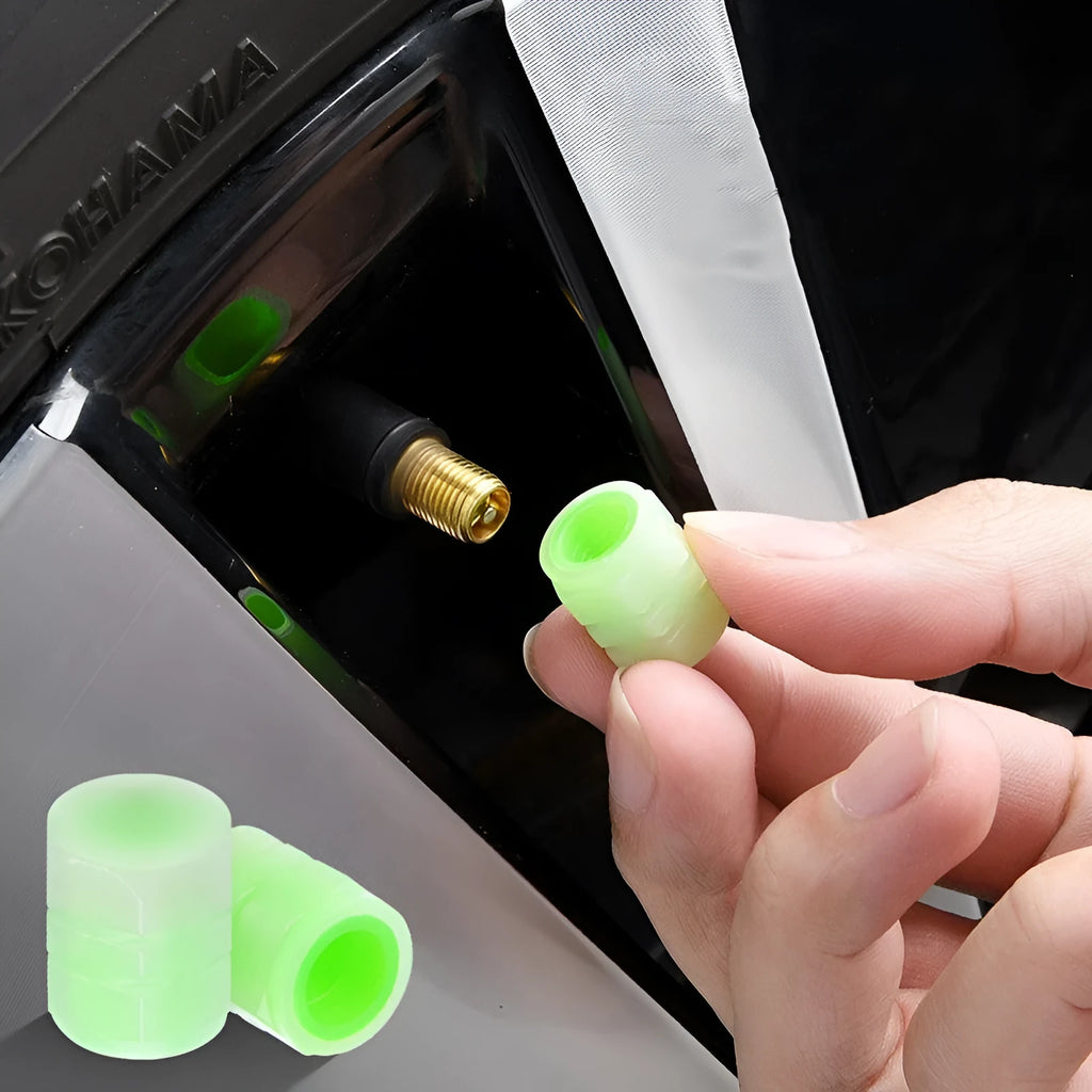 Car luminous valve caps with rubber construction and glowing mechanism