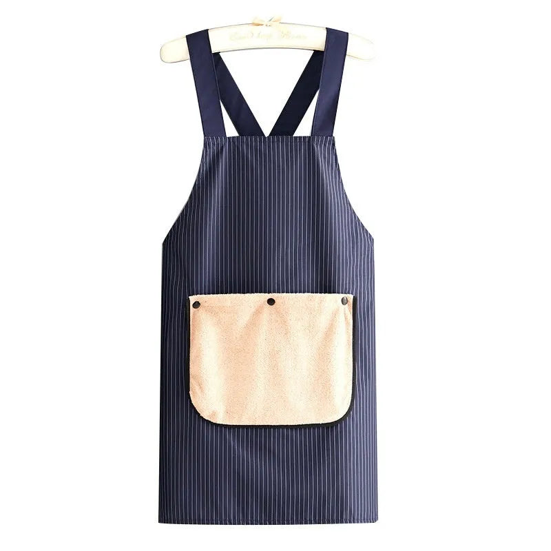 Kitchen household composite waterproof apron in free size, polyester material, colour black