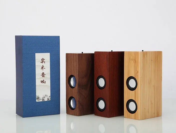 Wooden cabinet Bluetooth speaker with retro design in choice of bamboo, walnut, or sapele finishes