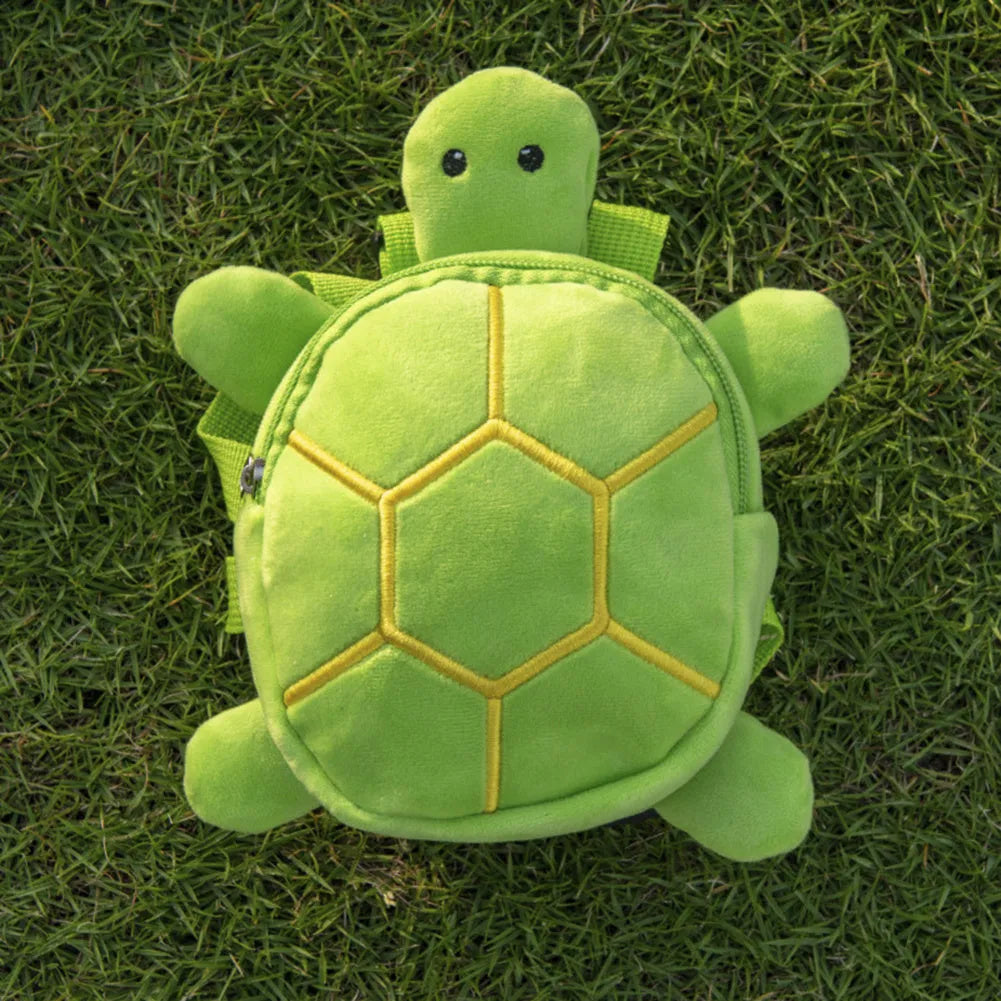 Cartoon turtle shape dog backpack harness vest in velvet material with metal zipper