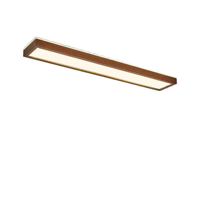 Solid wood long ceiling lamp in New Chinese style, 120CM length, walnut colour