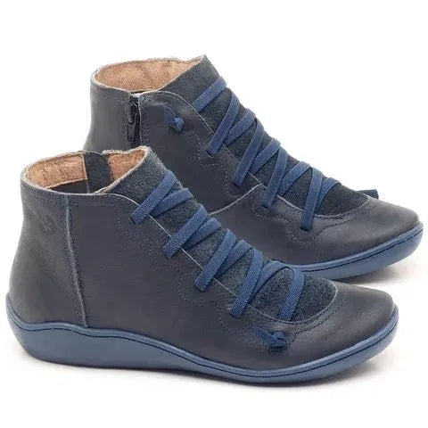 Women's casual booties with wedge heel and round toe in multiple colour options