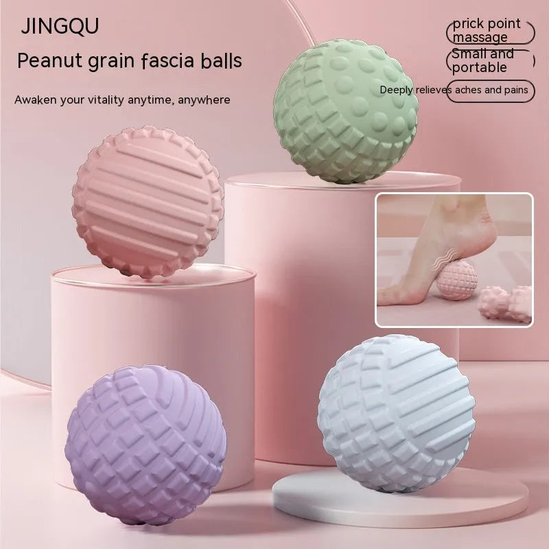 6cm TPR foot massage ball in peanut shape available in pink, blue, green, or purple colours