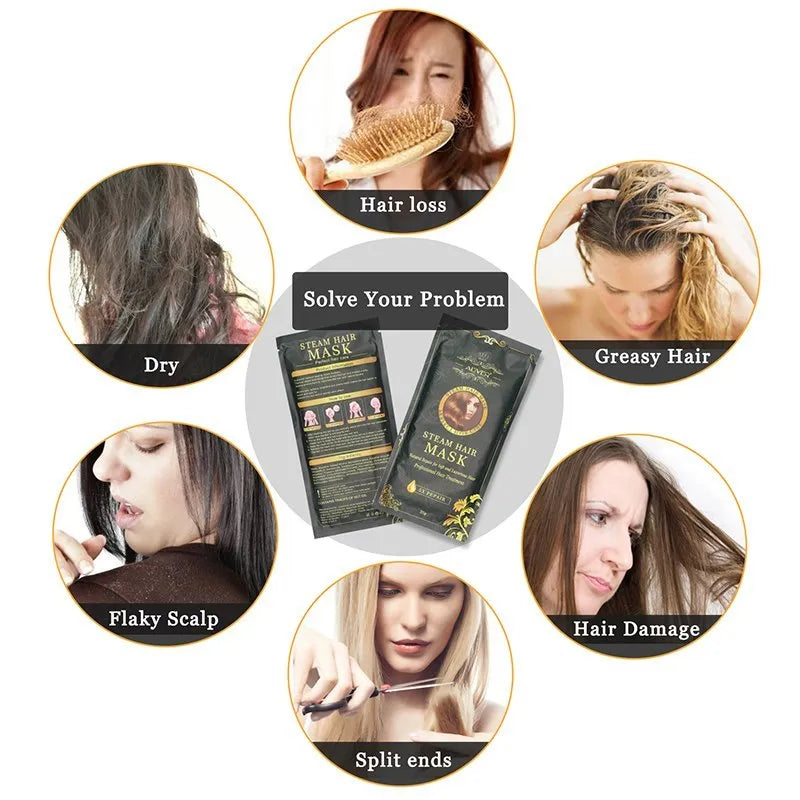 Self-heating steam hair mask home treatment with argan oil and collagen for deep conditioning and hair repair