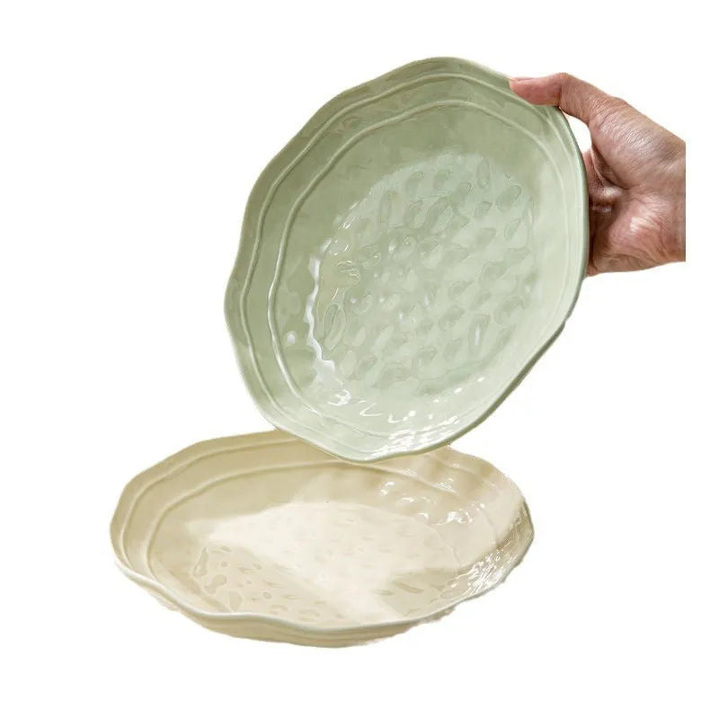 Seven-piece ceramic tableware set with solid colour design and modern Japanese style