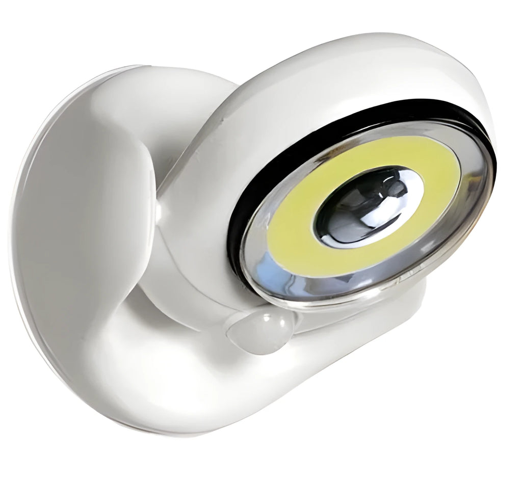 White Atomic Angel LED induction light with compact ABS housing