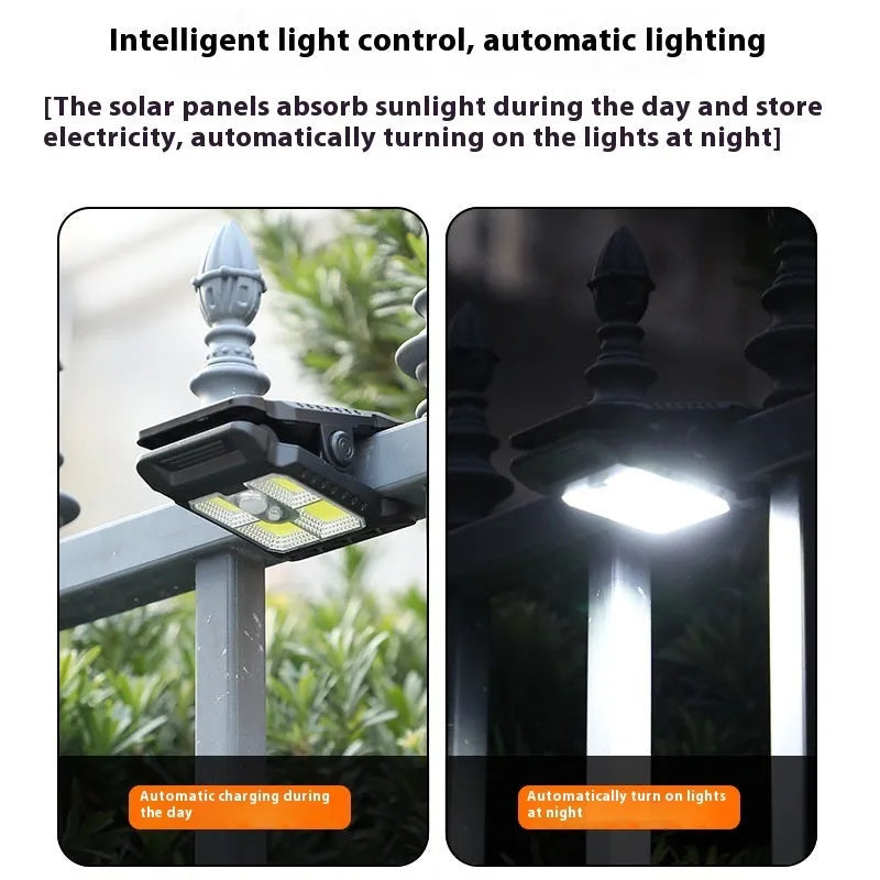White clip-on sensor lamp with motion detection, shown next to a 14500 lithium battery.