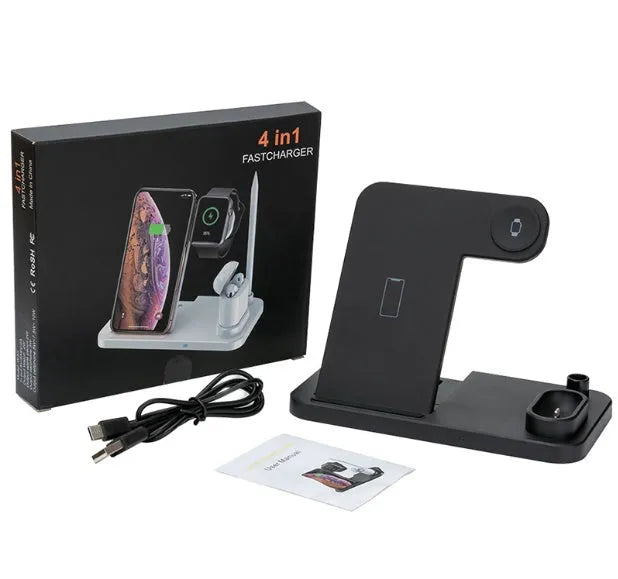 4-in-1 wireless charging station with adjustable magnetic stand for phone and Apple Watch