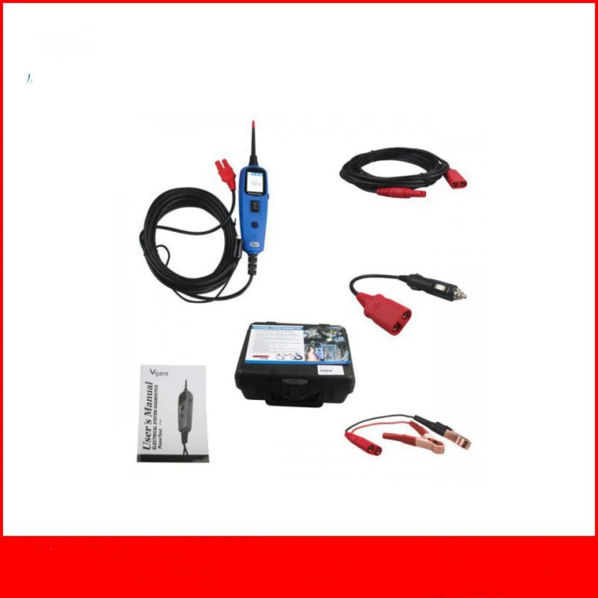 Blue automotive power circuit test pen with TFT colour display in rugged blow molded case