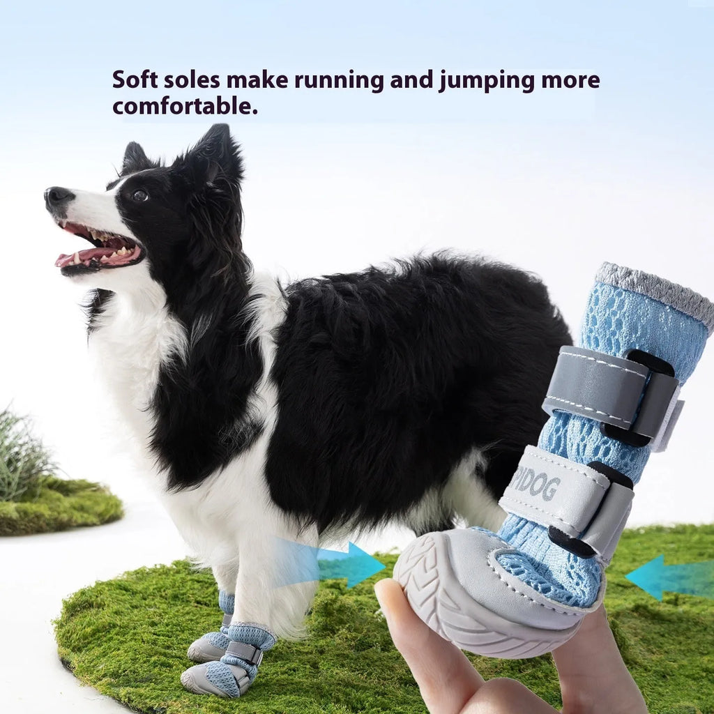 Cartoon style dog shoes in Bondi Blue colour with breathable summer design and anti-scald protection features