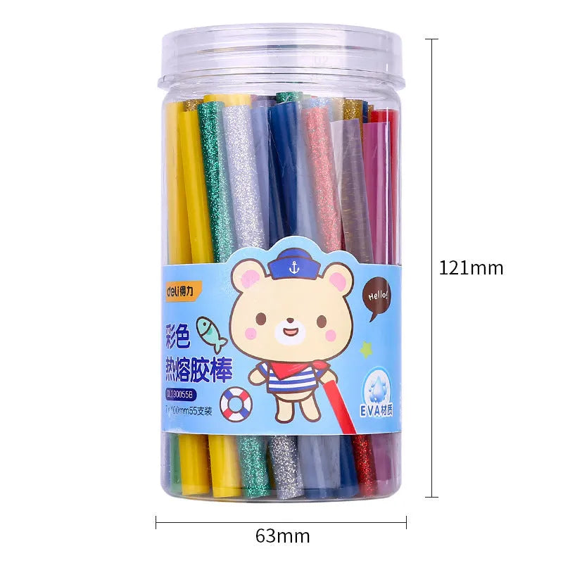 55 transparent hot melt glue sticks in a pack, 7.0mm diameter, for DIY and crafting