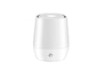 White USB aromatherapy diffuser with simulated flame effect showing mist emission