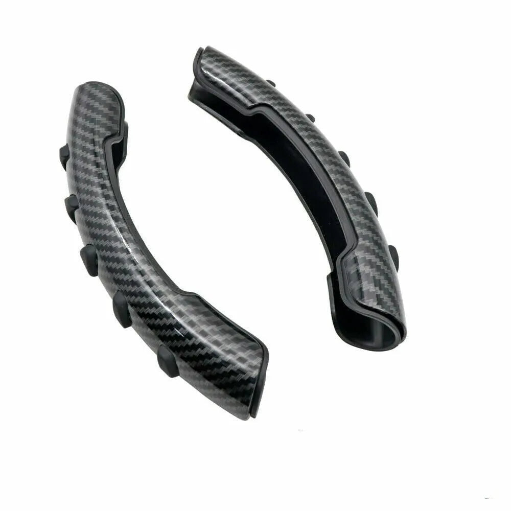 Carbon black fibre steering wheel anti-skid sleeve showing textured surface and 38cm diameter