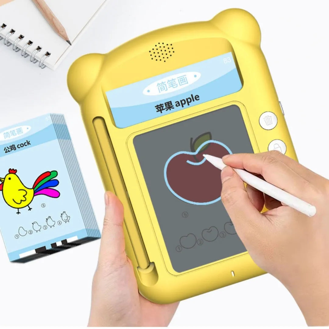 Yellow ABS plastic early learning machine with bilingual education cards for English and Chinese language learning