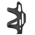 Black all-carbon fibre side pull water bottle cage for bicycles, showing mounting holes.
