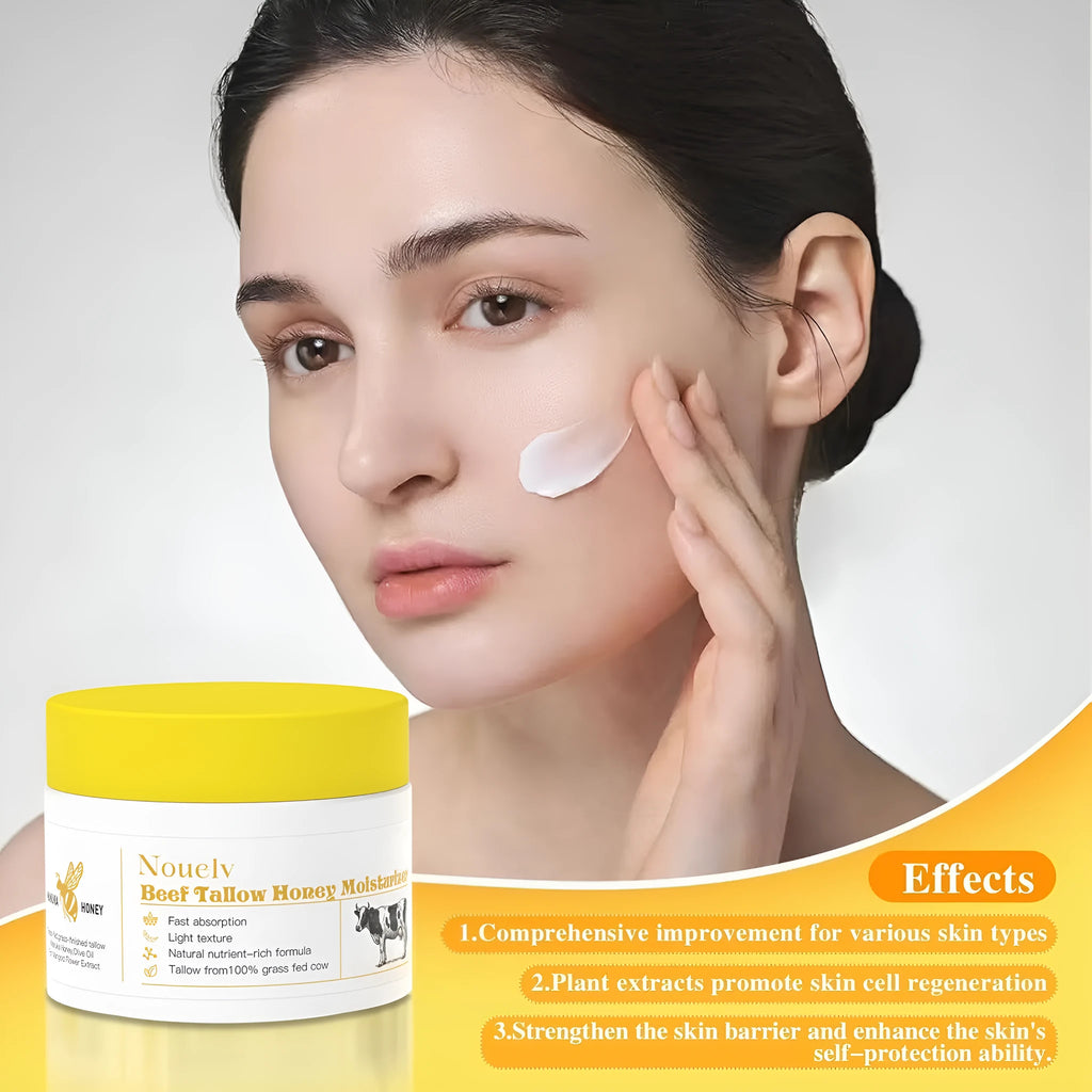 50g glass jar of Honey Tallow moisturising cream for dry and combination skin