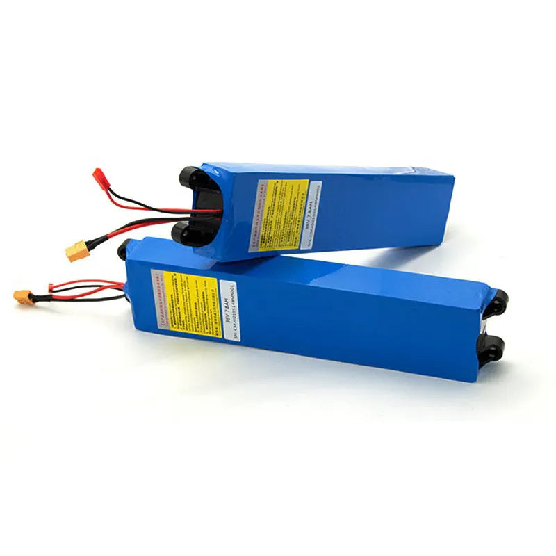 36V lithium battery pack for electric scooters showing three capacity options