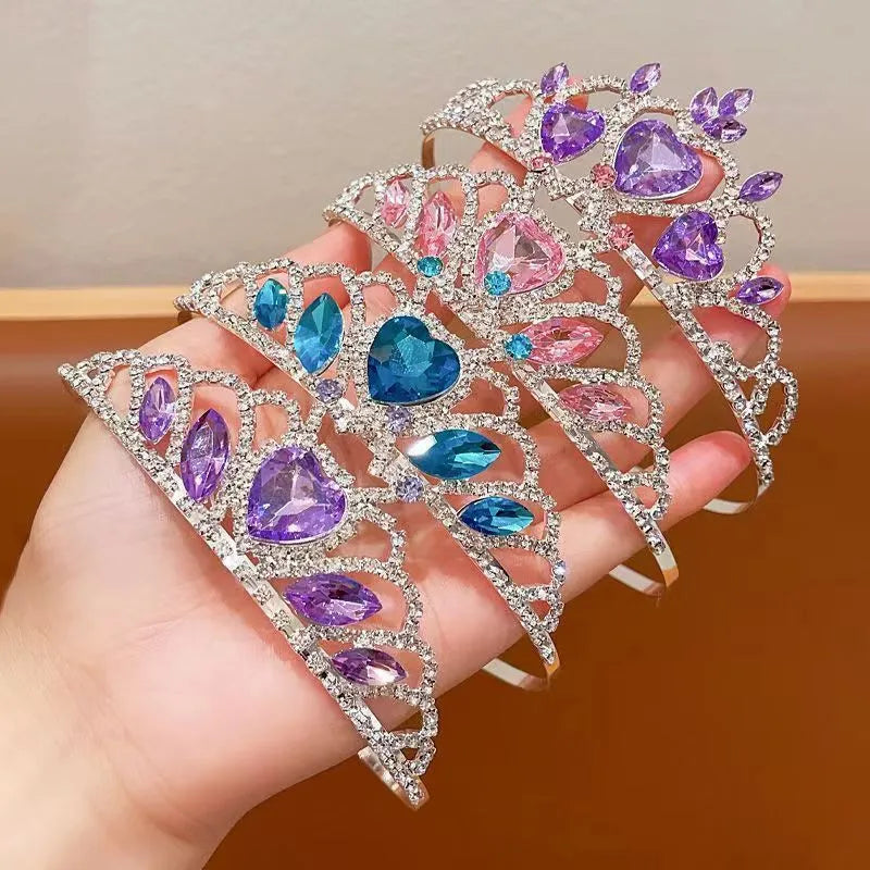 Children's crystal crown headband headdress, alloy with electroplated finish, pink Type A style