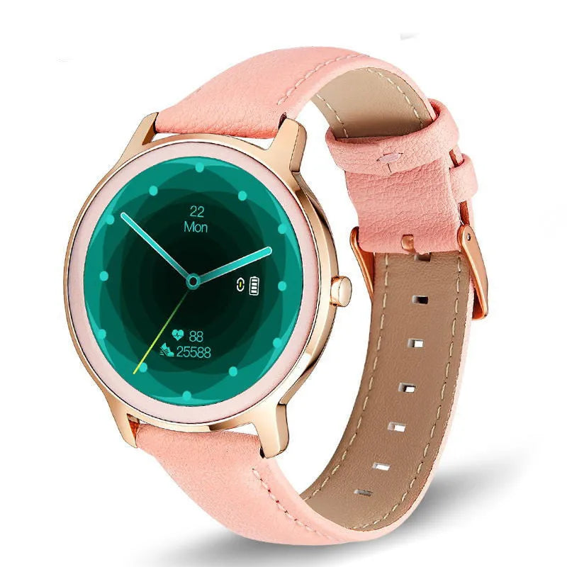 Women's smart watch with 1.3-inch TFT screen and stainless steel wristband, mesh belt rose colour