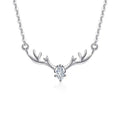 Women's copper deer pendant necklace with blue stone option on O-link chain, light luxury Korean style