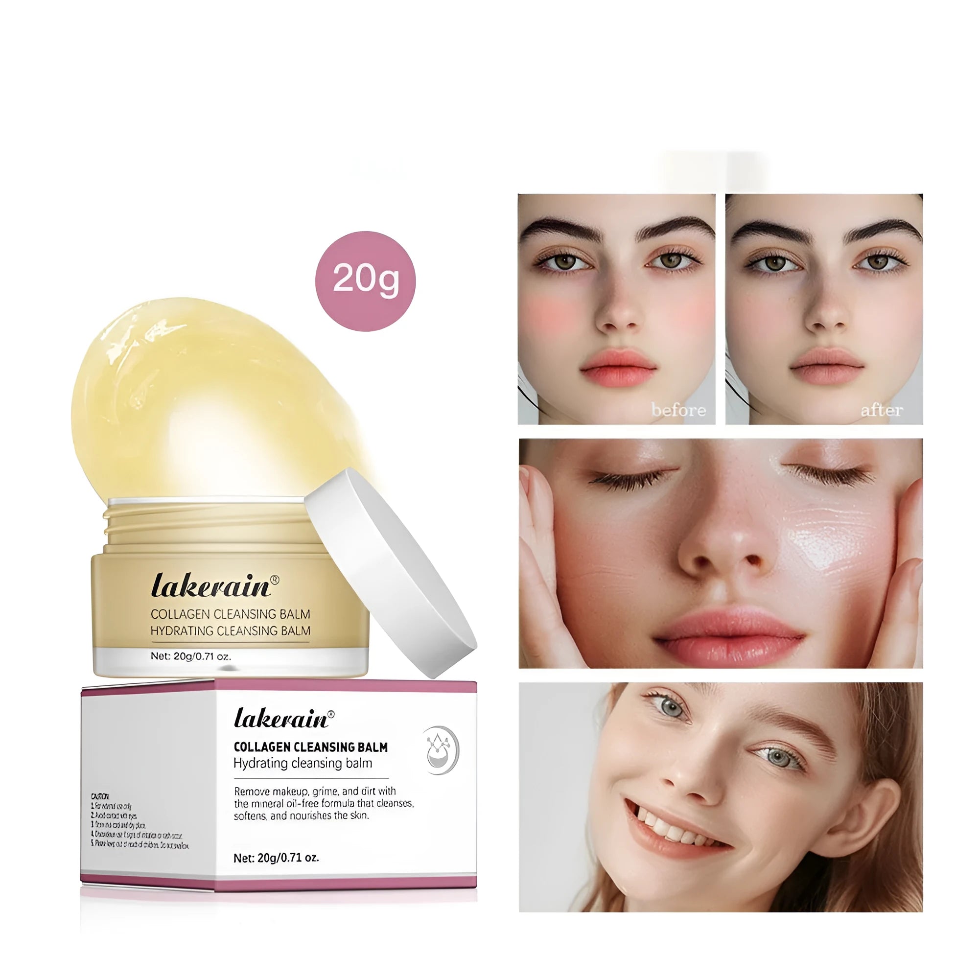 Rose fragrance mild refreshing makeup remover cleansing cream 20g tube for face and lips