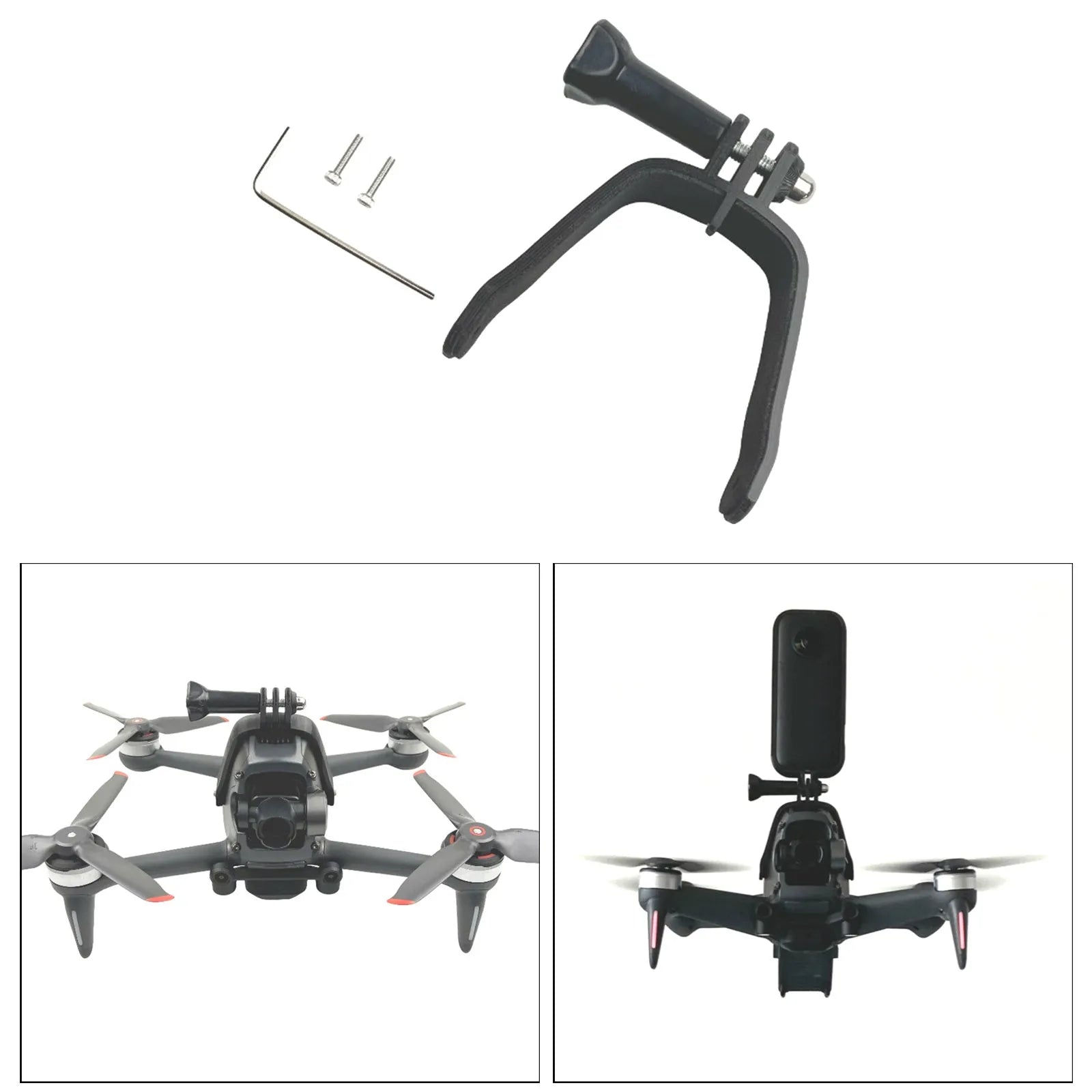 3D printed FPV drone expansion bracket for action cameras with sponge padding
