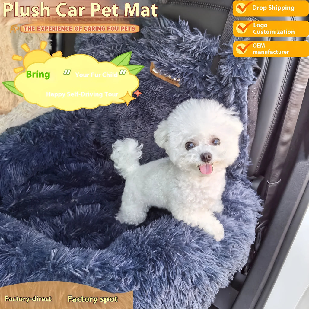 Thick thermal vehicle pet mat shown on car seat in dark grey colour