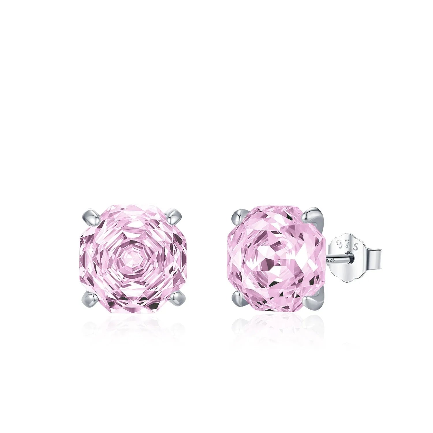 S925 sterling silver rose stud earrings in 6mm and 8mm sizes with floral motif