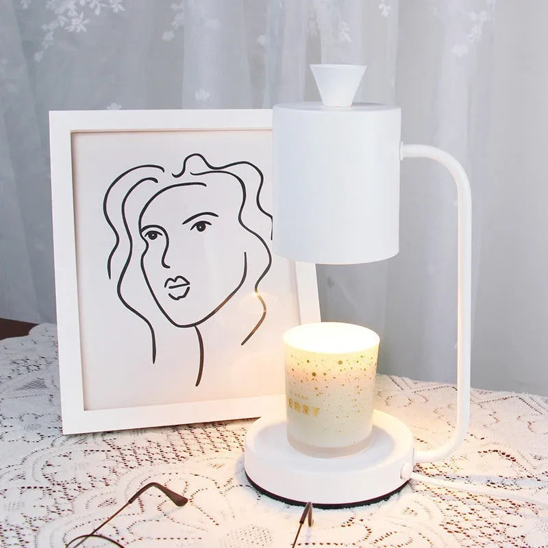 European-style metal aromatherapy wax lamp with dimmer switch in white or yellow finish