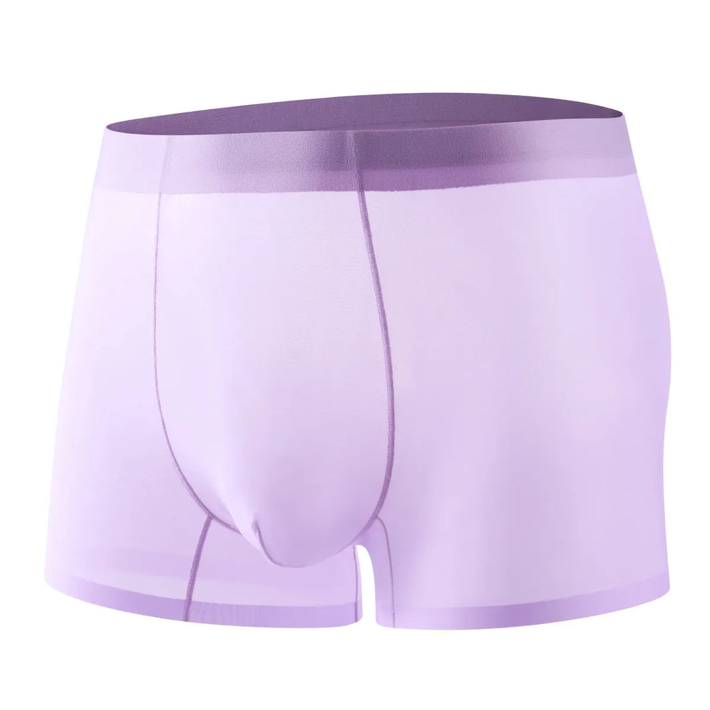 Ultra-thin Ice Silk seamless quick-drying boxer briefs for men, summer wear, solid colour, L-4XL