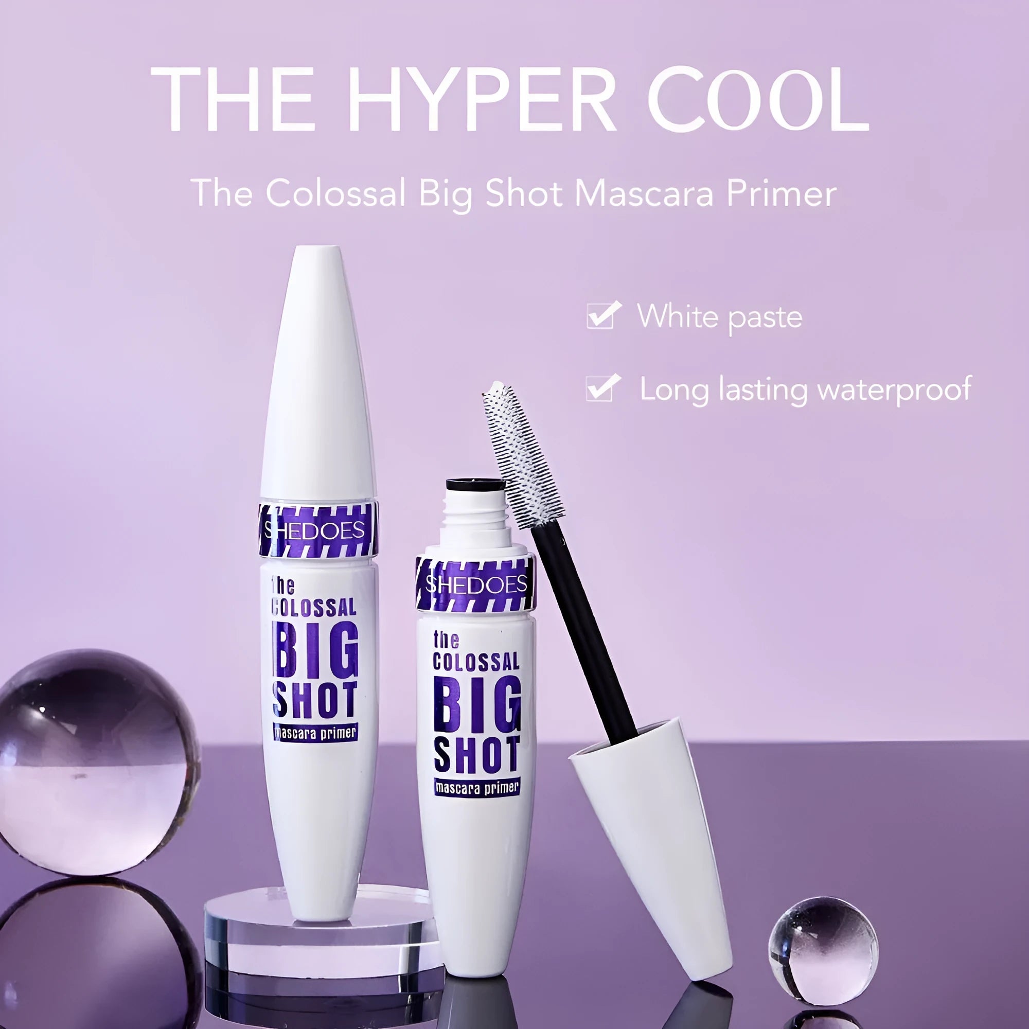 White waterproof mascara tube with 10ML content for curling and shaping lashes