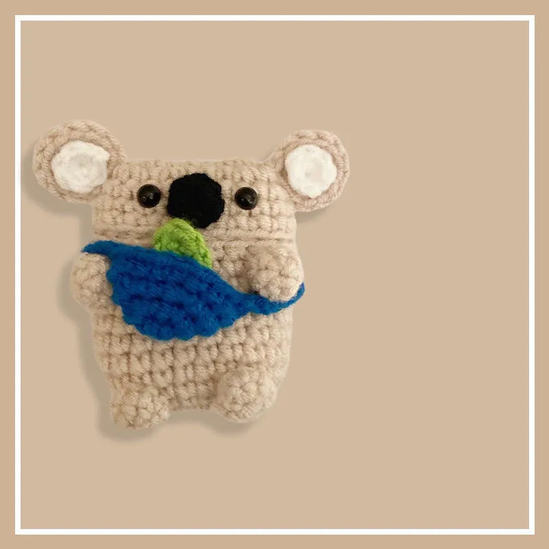 Handmade knitted koala bear backpack design protective sleeve for Apple AirPods