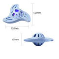 Blue bite-resistant boomerang dog chew toy with textured molar-cleaning edge for medium large breed dogs
