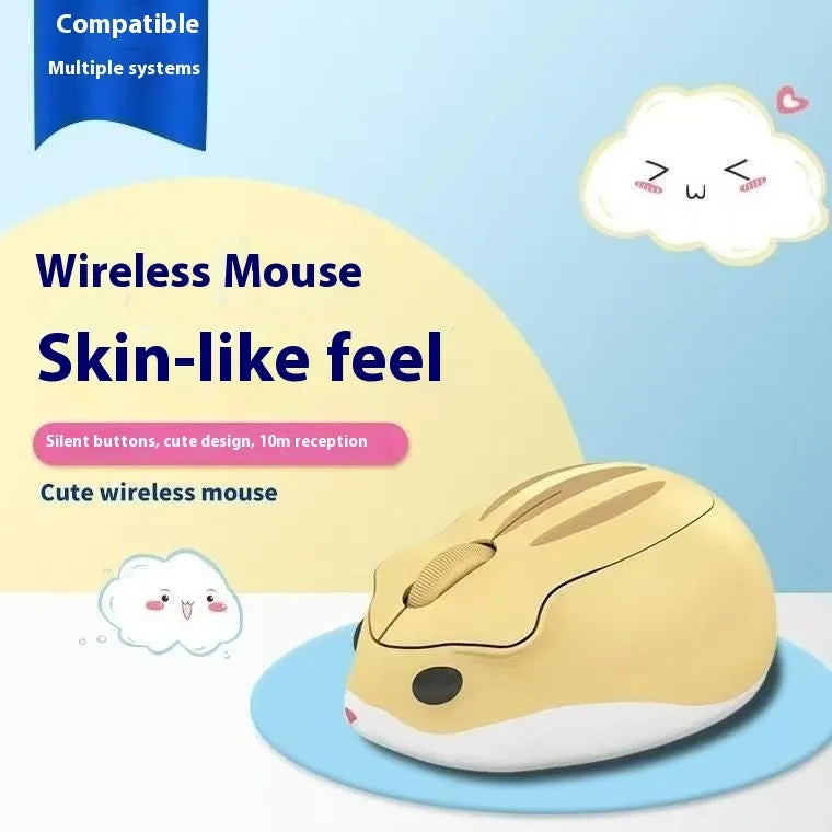 Bluetooth wireless mouse with silent click in yellow, pink or grey colours