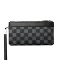 Men's black leather clutch wallet with 20x10cm dimensions and cowhide construction