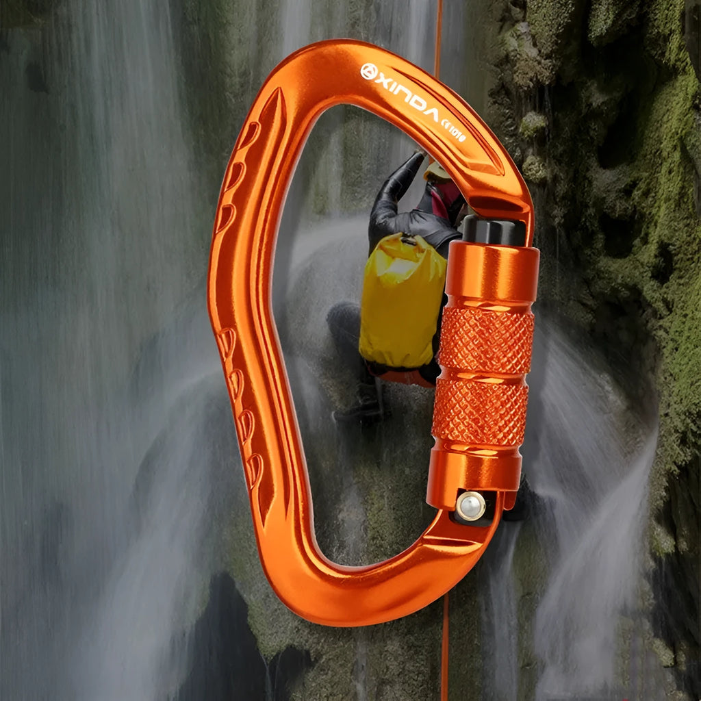 Automatic master lock climbing carabiner in five colour options for mountaineering
