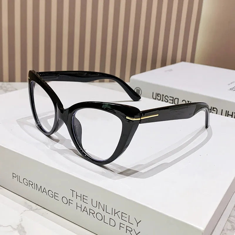 Women's large cat's eye frame presbyopic glasses with dragon and phoenix decorative motifs in multiple colour options