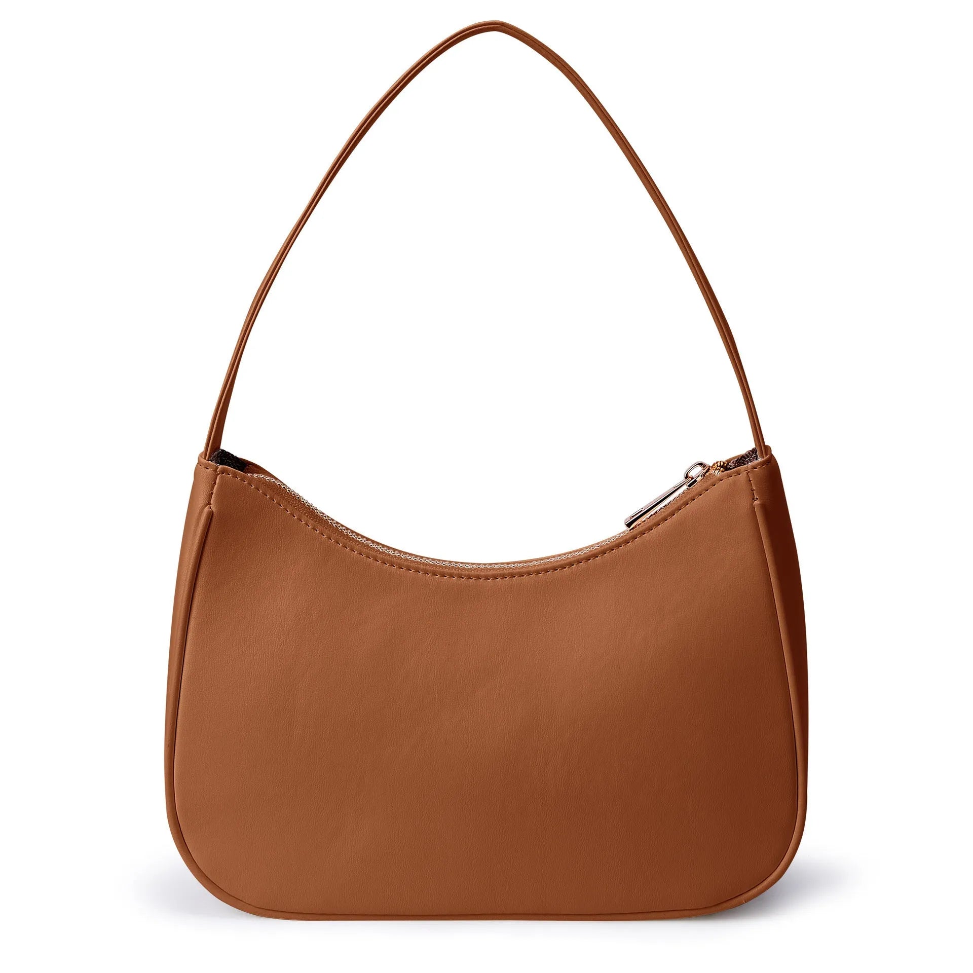 Apricot retro waterproof shoulder bag with adjustable strap made from PU material