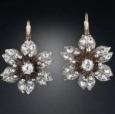 Silver electroplated alloy earrings with retro design for women's office fashion