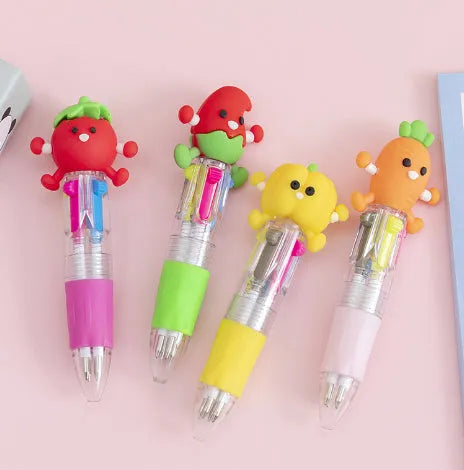 Four-colour press ballpoint pen with cartoon design and 0.7mm bullet tip