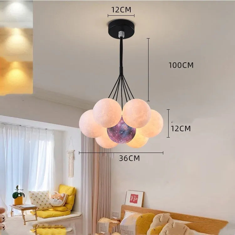 Nordic-style gold and black bubble chandelier with LED lights for bedroom ceiling mounting