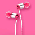 Wired in-ear earphones with microphone, 3.5mm plug, and red/blue/black colour options on a 1.2m TPE cable.
