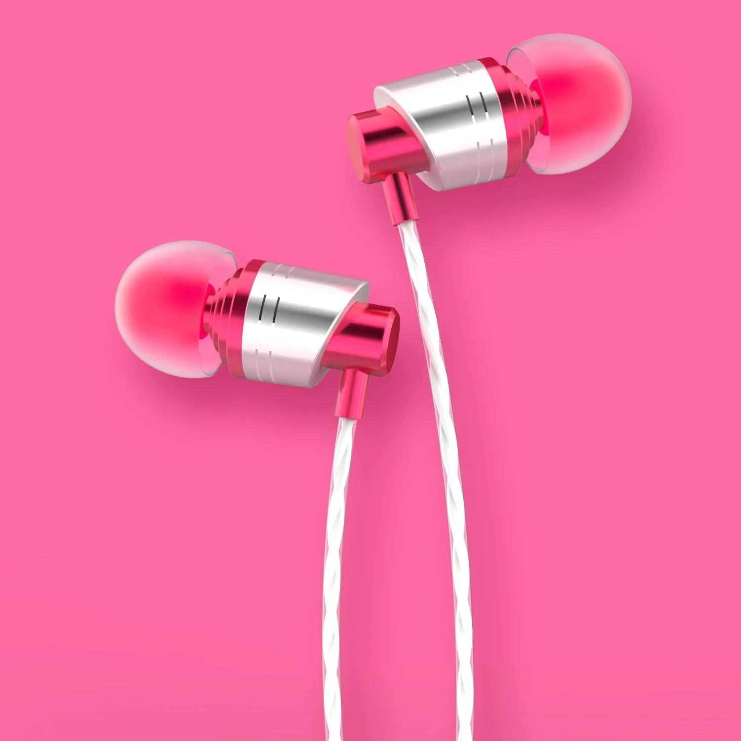 Wired in-ear earphones with microphone, 3.5mm plug, and red/blue/black colour options on a 1.2m TPE cable.