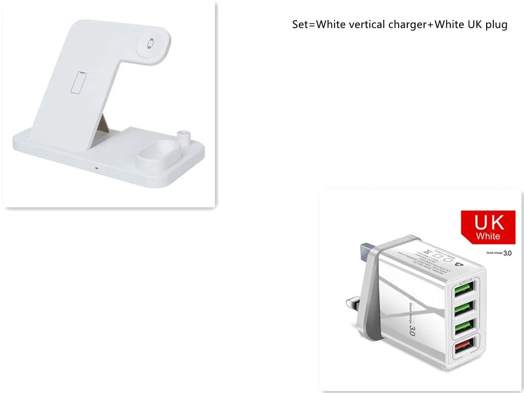 4-in-1 wireless charging station with adjustable magnetic stand for phone and Apple Watch